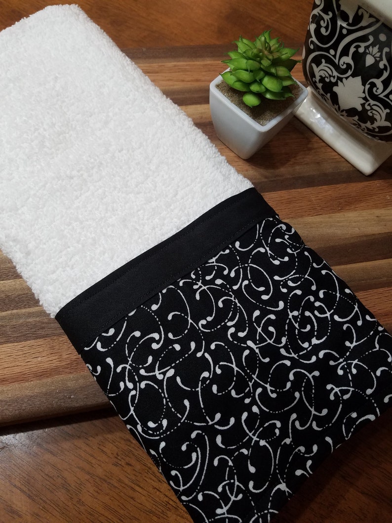 Black and white kitchen towel decorative towel personalized Etsy