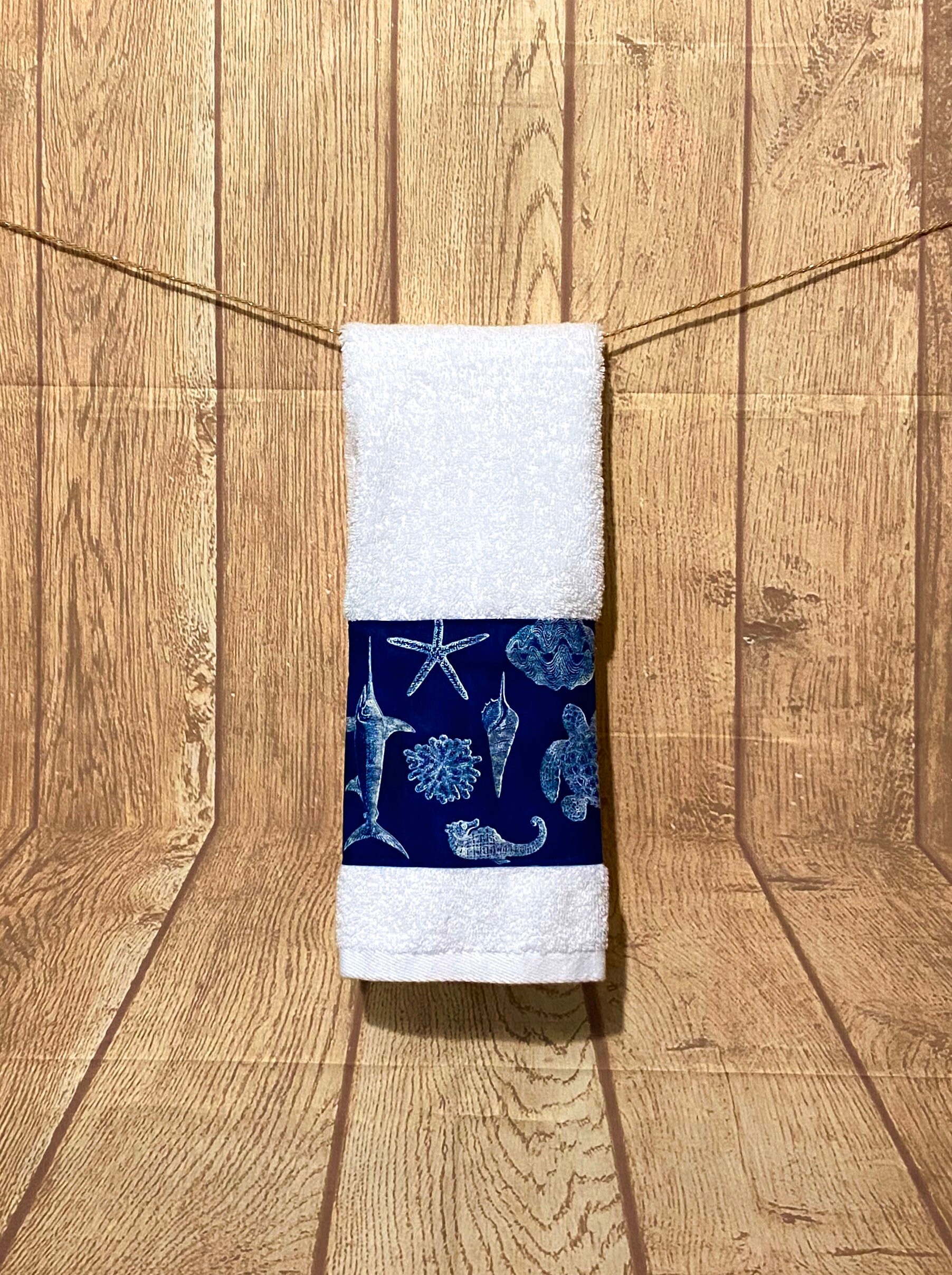 Navy blue Nautical hand towel kitchen towel bathroom towel Etsy