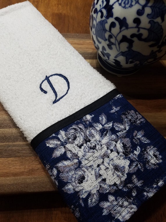 Navy Blue Decorative Towel Kitchen Towel Hand Towel Kitchen Etsy