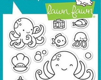 Lawn Fawn Stamp LF2329 Ocean Shell-fie | Clear rubber stamps for card making supplies | scrapbooking supplies | craft supplies