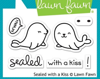 Lawn Fawn Stamps Seal with a Kiss | Clear rubber stamps for card making supplies | scrapbooking supplies | craft  supplies