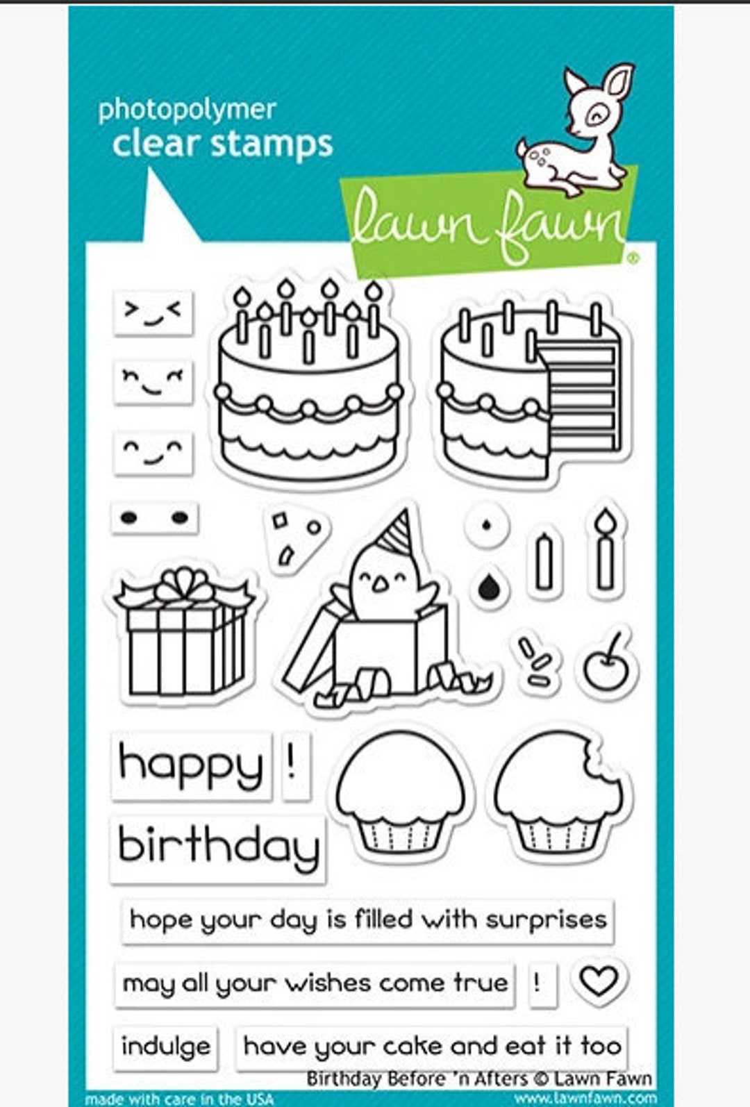 Lawn Fawn Stamps LF1958 Birthday Before N Afters | Clear Rubber Stamps ...