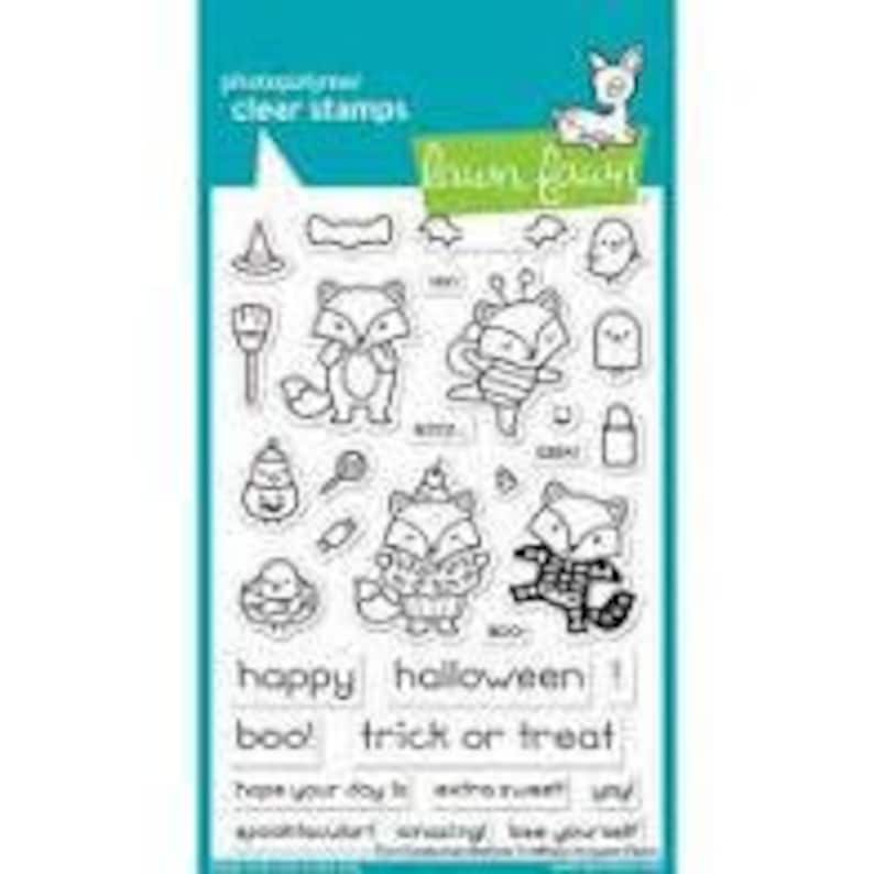 Lawn Fawn Stamps Set Fox Costumes Before 'n Afters Clear rubber stamps for card making supplies scrapbooking supplies craft supplies image 1