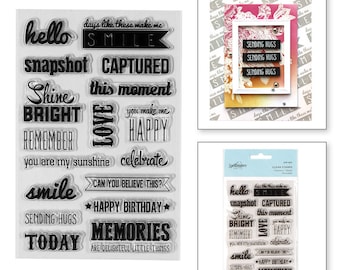 Spellbinders Stamps Set  Clear Acrylic Captured Sentiments | clear stamp set for card making supplies | scrapbooking supplies