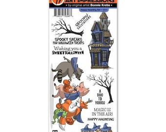 Art Impressions Stamps Set Happy Haunting | Clear rubber stamps for card making supplies | scrapbooking supplies | craft supplies