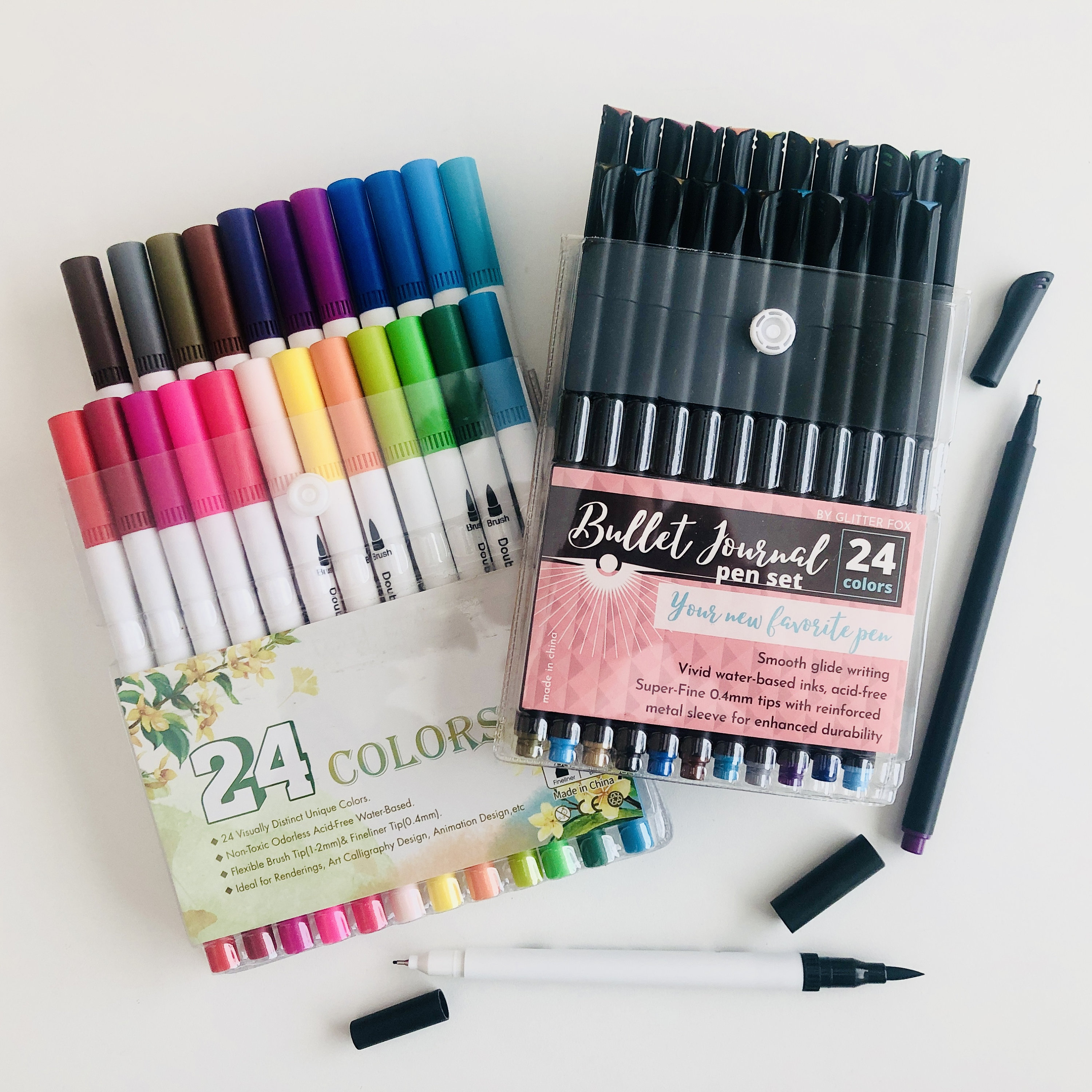 FIXSMITH 24/48 Colors Journaling Pens, Dual Tip Brush Pens Art