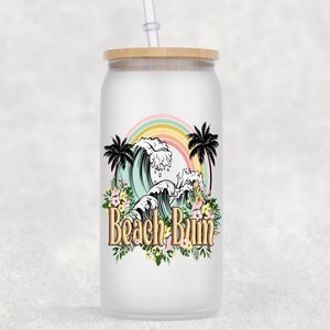 Beach Bun 13oz - 18oz Frosted Beer Can Glass, Coffee Can Glass, Beer Glass, Soda Glass
