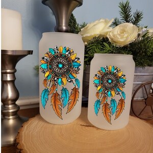 Dreamcatcher 13oz - 18oz Frosted Beer Can Glass, Coffee Can Glass, Beer Glass, Soda Glass