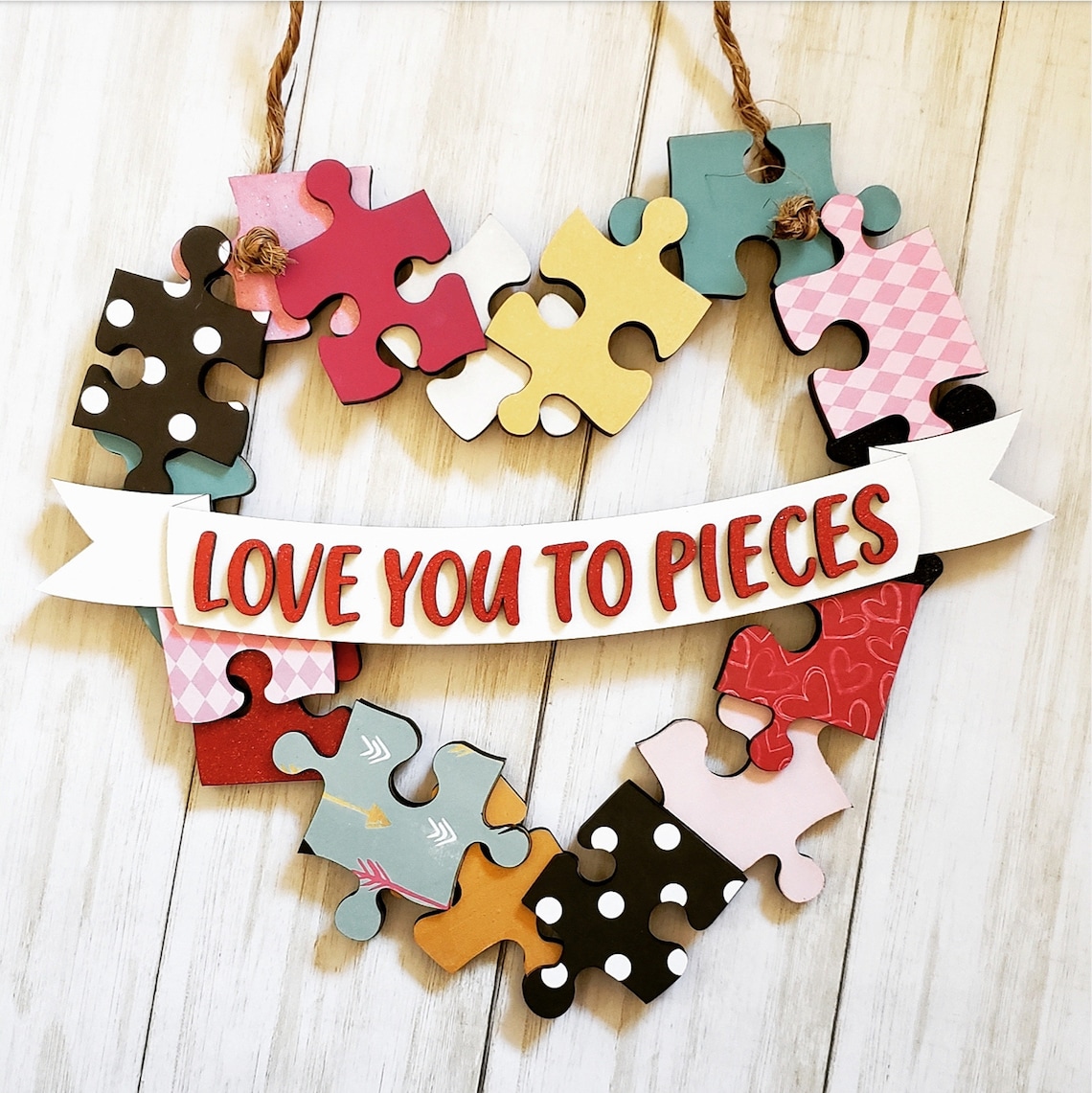 DIY Love You to Pieces Puzzle Signs, DIY Paint Kit, Puzzle Sign, Valentine Love You to Pieces