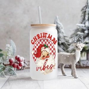Christmas Vibes Glass Can, Holiday Glass Can