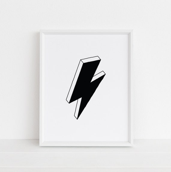 Black Lightning Bolt Print/instant Download -