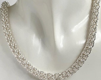 Sterling Silver Lace Chainmaille Chain Necklace