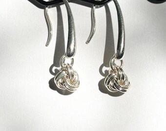 Sterling Silver Forever Knot Chainmaille Earrings