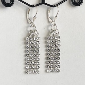 Swarovski Crystal Mesh Earrings with Sterling Silver Lever | Etsy