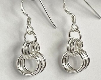 Sterling Silver Chainmaille Link Ladies Earrings