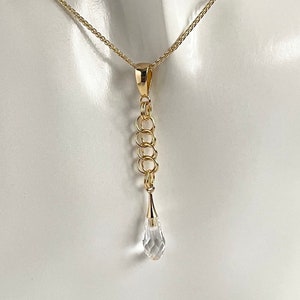 Sterling Silver Gold Plated Crystal Ladies Pendant Necklace on an 18 Inch Chain ** Last One Available **