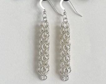 Lace Effect Sterling Silver Chainmaille Ladies Earrings
