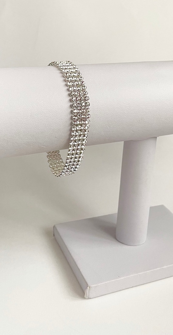 Sterling Silver Crystal Mesh Bracelet - Etsy display picture 3