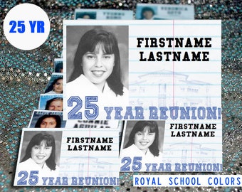 25 Year (ROYAL) DIGITAL DOWNLOAD - High School Reunion - Name Tag Template