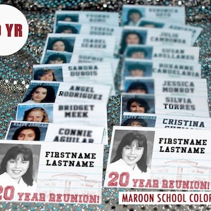 20 Year (MAROON) DIGITAL DOWNLOAD - High School Reunion - Name Tag Template