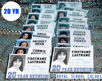 20 Year (ROYAL) DIGITAL DOWNLOAD - High School Reunion - Name Tag Template