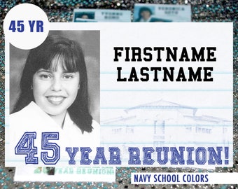 45 Year (ROYAL) DIGITAL DOWNLOAD - High School Reunion - Name Tag Template