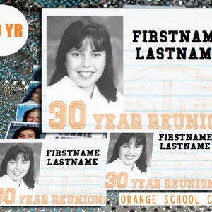 30 Year (ORANGE) DIGITAL DOWNLOAD - High School Reunion - Name Tag Template