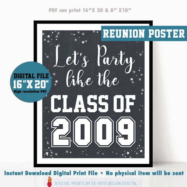 Let's party like the Class of 2009, 10 year Reunion, Welcome sign, Digital Download