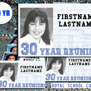 DESCARGA DIGITAL 30 años (ROYAL) - Reunión de la escuela secundaria - Plantilla de etiqueta con nombre