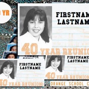 40 Year (ORANGE) DIGITAL DOWNLOAD - High School Reunion - Name Tag Template