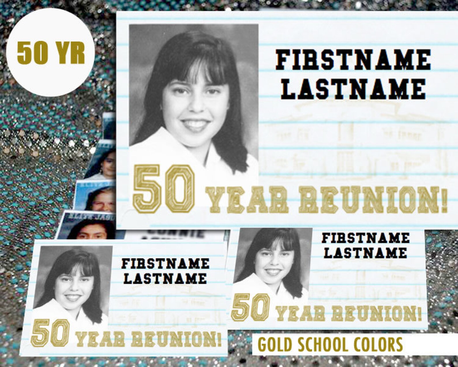 50 Year GOLD DIGITAL DOWNLOAD High School Reunion Name Tag Template - Etsy