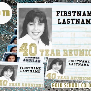 40 Year (GOLD) DIGITAL DOWNLOAD - High School Reunion - Name Tag Template