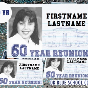 60 Year (ROYAL) DIGITAL DOWNLOAD - High School Reunion - Name Tag Template