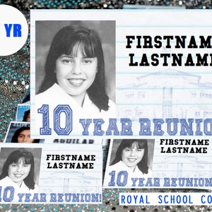 10 Year (ROYAL) DIGITAL DOWNLOAD - High School Reunion - Name Tag Template