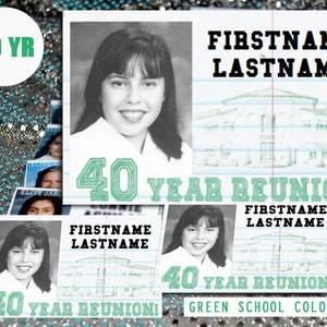 40 Year (GREEN) DIGITAL DOWNLOAD - High School Reunion - Name Tag Template