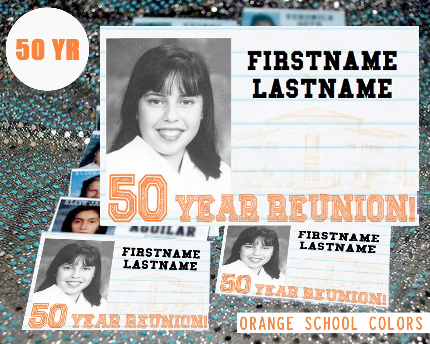 50 Year Orange Digital Download High School Reunion Name Etsy