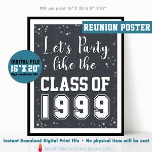 Let&#39;s party like the Class of 1999, Reunion Decor, Digital Download