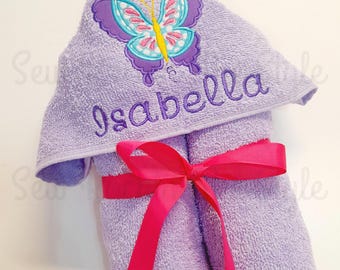 Butterfly Hooded Towel,Embroidered Bath Towel With Hood, Hooded Beach Towel,Kids Bath Towels,Hooded Towel With Butterfly Towel