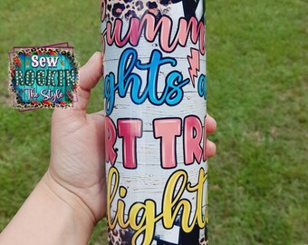 Ready To Ship, Summer Nights Dirt Track Lights, Dirt Track Racing, Race Life, Race Wife, 20oz Tumbler, Racing Floral Leopard Print