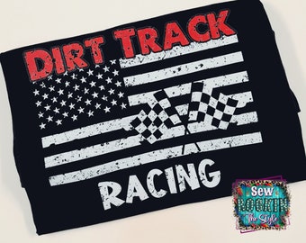 Dirt Track Racing, Unisex Gildan Softstyle T-Shirt, Race Track Life, Racing Season, Racing Shirt, American Flag