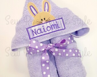 Bunny Hooded Towel, Embroidered Easter Hooded Towel, Hooded Towels , Kids Bath Towel, Bath Towel , Beach Towel, Personalized Hooded Towel