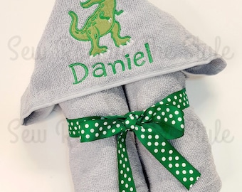 Dinosaur Hooded Towel, Embroidered Dinosaur Hooded Towel, Hooded Towels , Kids Bath Towel, Bath Towel , Beach Towel, T-rex Birthday