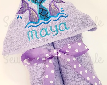 Personalized Mermaid Hooded Towel,Mermaid Bath Towel, Beach Towel,Mermaid Towel, Mermaid Birthday, Girls Bath Towel