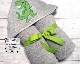 Dinosaur Hooded Towel, Embroidered Dinosaur Hooded Towel, Hooded Towels , Kids Bath Towel, Bath Towel , Beach Towel, T-rex Birthday