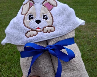 Puppy Hooded Towel, Boys Towel With Hood, Kids Bath Towel, Personalized