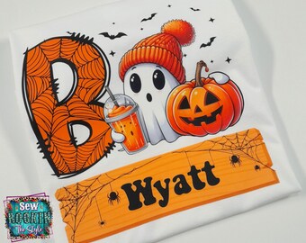 Personalized Halloween Kids Shirt, Boys Halloween Shirt, Ghost kids shirt, Pumpkin, Halloween Shirt, Boy Ghost