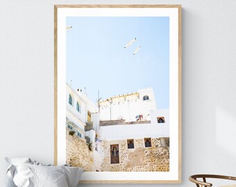 Morocco Fine Art Photography Print, Beige and White Artwork, Tangier Gallery Wall Decor, Calming Bathroom Print, Boho Africa Travel Poster,