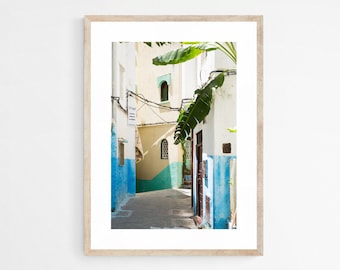 Morocco Travel Photography Print - Blue Wall Decor - Tangier Morocco Print - Kasbah Photo Print - Moroccan Home Decor - Morocco Art Print