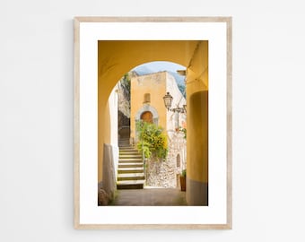 Yellow Italy Photo Print Positano Wall Art Amalfi Coast Travel Poster Unframed Europe Art for Bedroom Decor, Italian Fine Art Photography