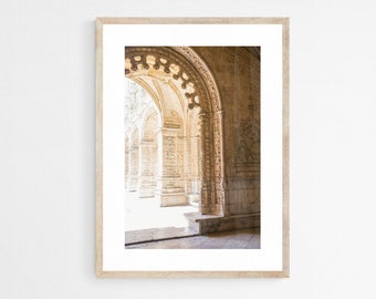 Jeronimos Monastery Print, Lisbon Travel Photography, Portugal Architecture Print, Lisbon Canvas Art, Neutral Wall Art, Archway Photo Print